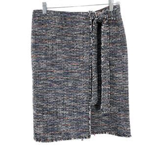 Emerson Rose Purple & Black Multicolor Tweed Raw Edge Pencil Skirt Women Sz 6